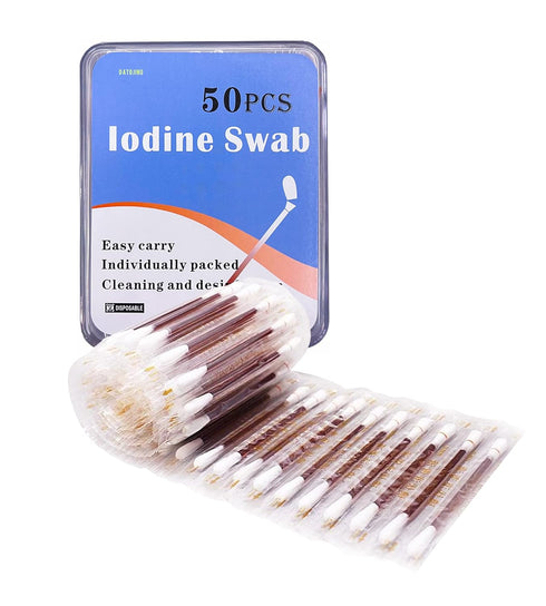 50 Disposable Iodophor Swabs Outdoor Supplies Medical Iodine Individually Packaged Iodine Swabs for Nose Care...