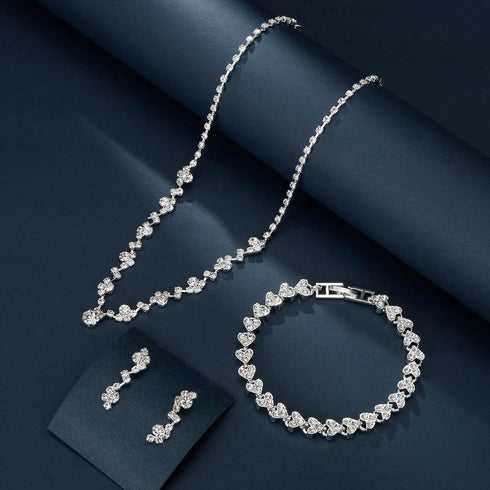 Bridal Jewelry Set, Silver Rhinestone Necklace Earrings Set Wedding Jewelry Set for Brides and Bridesmaid...