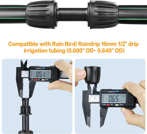 Drip Irrigation Fittings for 1/2 Inch Drip Tubing (1/2" ID x 0.65" OD)?1/2'' Drip Line Couplings Anti-drop Locked Nut Barbed Straight Coupling Con...