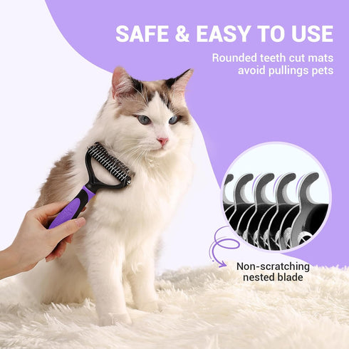 MIU COLOR Pet Grooming Brush, 2 Sided Undercoat Rake for Dogs & Cats, Professional Deshedding Brush and Dematting Tool, Effective Removing Knots, ...