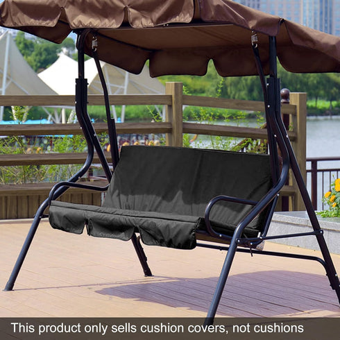 Swing Seat Cushion Cover, 59.1X19.7X3.9in Outdoor Waterproof 3 Seats Swing Chair Hammock Seat Cover for Garden Courtyard 3 Seats Swing (Black)...