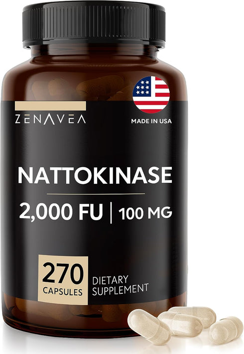 Nattokinase Superfood Supplement - Recommended 2000 FU Dose - 270 Vegan Capsules - 9 Months Treatment...