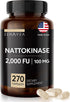 Nattokinase Superfood Supplement - Recommended 2000 FU Dose - 270 Vegan Capsules - 9 Months Treatment...