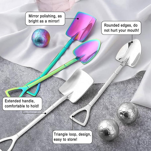 10Pcs Shovel Spoons Stainless Steel Spoon Reusable Dessert Spoons for Coffee Tea Ice Cream Fruit Sugar Cake...