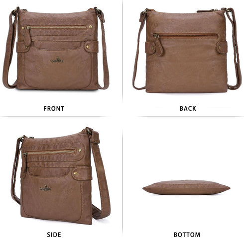 Angel Kiss Crossbody Purse for Women Multi Pockets Bags Retro Vegan Designer Leather Women's Shoulder Handbags...