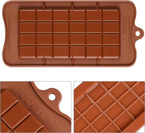 Chocolate Bar Mold Silicone - Candy Bar Molds for Chocolate Break-Apart Silicone Chocolate Molds Protein and Engery Bar Silicone Molds Pack of 4...