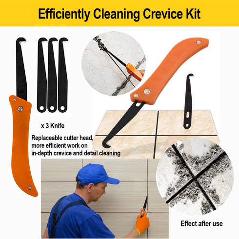 14pcs Grout Removal Tool, Caulking Removal Tools Tile Grout Saw and Grout Hand Saw with 3 Pieces Extra Blades, Tile Joint Cleaning Tool, Caulking ...