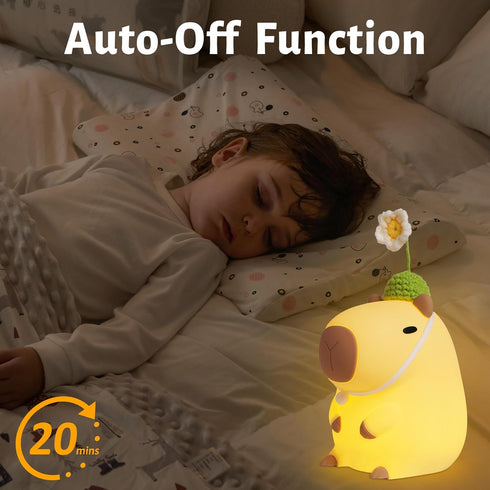 Attivolife Capybara Night Light for Kids, Cute Animal Soft Silicone LED Lamp with Dimmable and Timer, Portable Rechargeable Bedroom Bedside Table ...