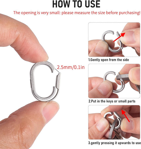 FEGVE Titanium Key Chain Rings with 2 Stainless Steel Key Rings, Mini carabiner Key holder Small Quick release Connecting Keychain Accessories for...