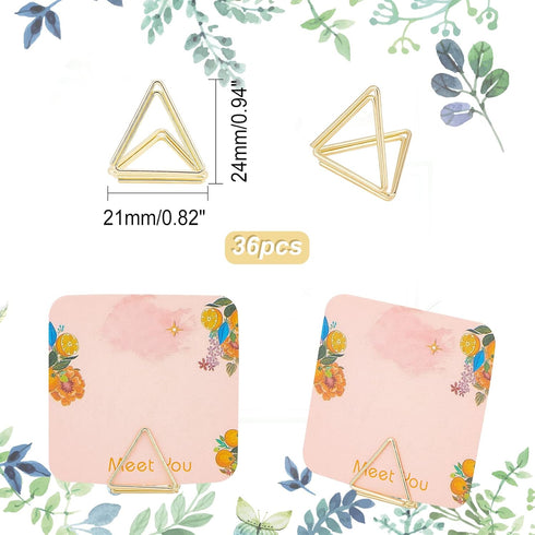 OLYCRAFT 36pcs Mini Place Card Holders Cute Table Card Holders Triangle Shape Wedding Table Number Holders Golden Photo Holder Pictures Stand Clip...