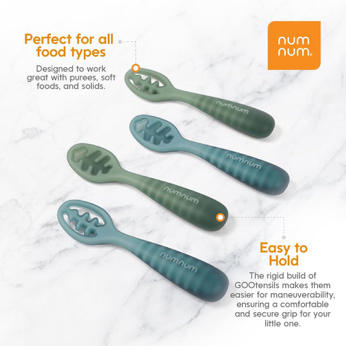 NumNum Baby Spoons Set, Pre-Spoon GOOtensils for Kids Aged 12+ Months - First Stage, Baby Led Weaning (BLW) Teething Spoon - Self Feeding, Silicon...