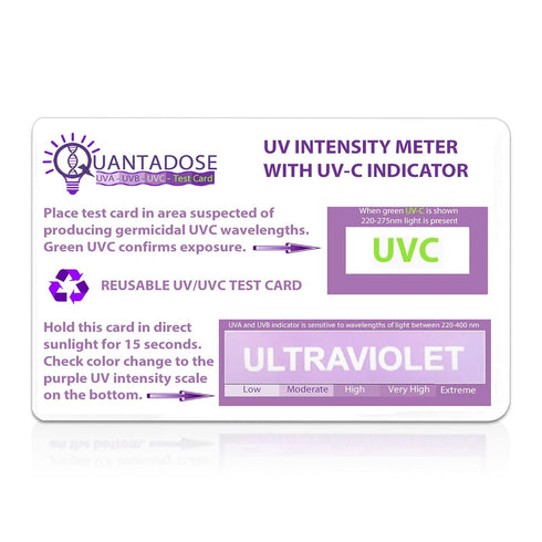 QuantaDose® UVC Light Test Card with UVC Light Wavelength Indicator and Photochromic UV Intensity Test...