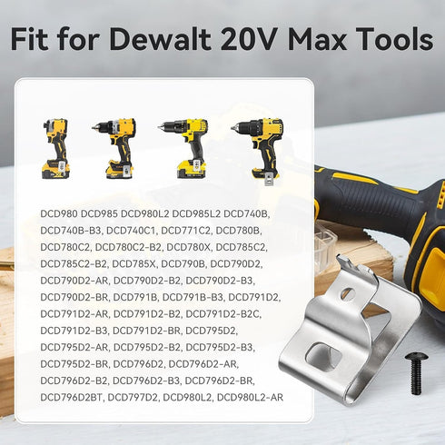 Belt Clips for Dewalt, 6pcs 304 Stainless Steel Drill Clips Tool Hooks with Screws for Dewalt N268241 Fit for 20V Power Tools DCD980 DCD980L2 DCD9...