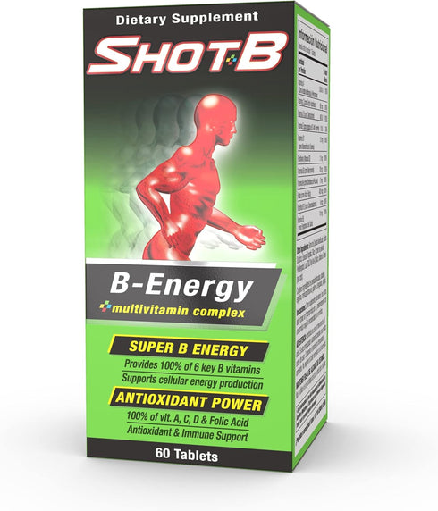 Shot B Energy Multivitamin Supplement, Tablet, 60 Count, Green...