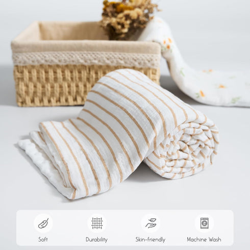 Meracorallo Baby Blankets for Unisex Boys and Girls, Super Soft Nursery Bed Blankets, Printed Throw Blanket with Muslin Cotton Front and Minky Dot...