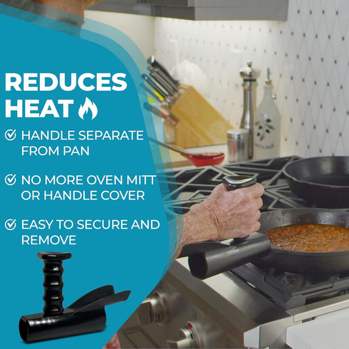 Pan Buddy™- Vertical Attachment for Pan Handle- Adds Leverage and Support- Makes Lifting Heavy Cookware Easier! (Blue)...