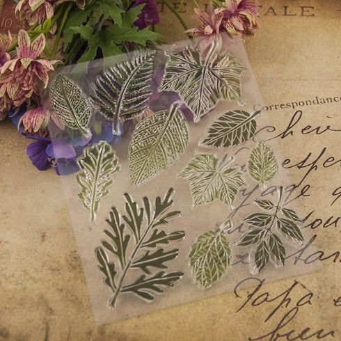 Green Leaves Clear Stamps for Card Making Broadleaves Transparent Silicone Stamp DIY Scrapbooking Supplies Embossing Paper Card Album...