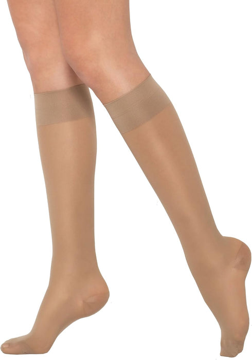 Healthweir Sheer Graduated Compression Knee High Stockings for Women 15–20 mmHg – Made in Italy Support Socks, Closed Toe, Nurses, Travel, Varicos...
