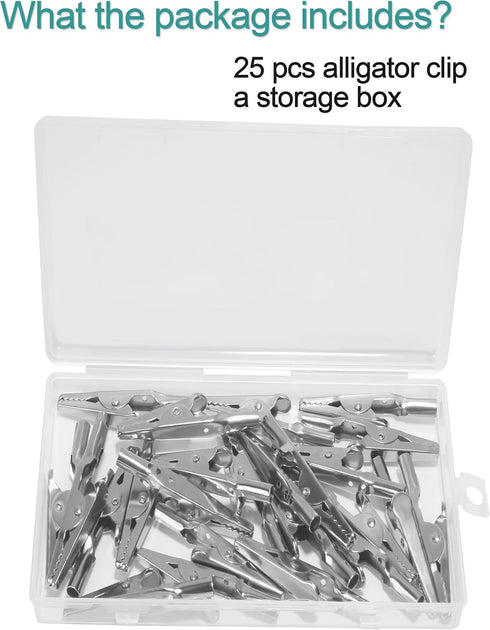 25 Pcs 2 Inches / 51 mm Metal Alligator Clip Spring Clamps,Silver Tone Nickel Plated, used in laboratory electric testing work and Cable Lead Clip...