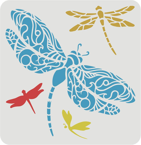 FINGERINSPIRE Dragonfly Stencils 11.8x11.8 inch DIY Dragonfly Stencil Template Plastic Dragonfly Pattern Stencils Reusable Dragonfly Stencils DIY ...