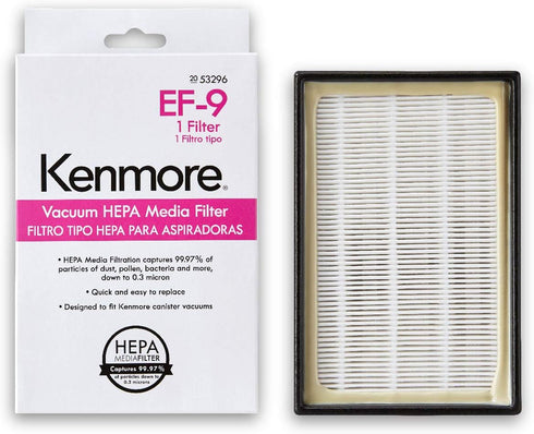 Kenmore 53296 EF-9 Media Vacuum Cleaner Exhaust Filter for Upright and Canister Vacuums, White...