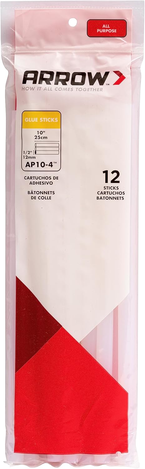 Arrow AP10-4 All Purpose Full Size Glue Sticks for Hot Glue Guns, Use for High Temp and Low Temp Crafting, Hobbies, and General Repair Projects, 1...
