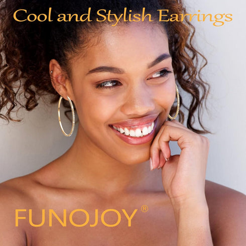 FUNOJOY Cuban Link Chain Jewelry Sets for Women Rhinestone Hoop Earrings Necklace Bracelet Set Bling Diamond Hip Hop Jewelry for Women Girls...