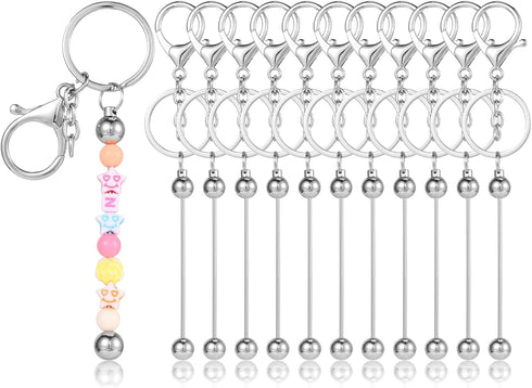 12 Pcs Beadable Keychain Bars Metal Beaded Keychain Blank Keychain Strips for DIY Keychain Pendant Jewelry Crafts...