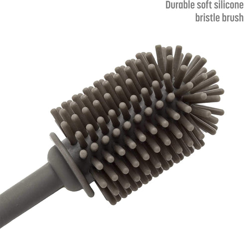 Goodful Reusable Bottle and Straw Cleaning 2-Piece Brush Set, Scratch Free Silicone Bottle Cleaner and Bristle Wire Straw Cleaner, Dishwasher Safe...