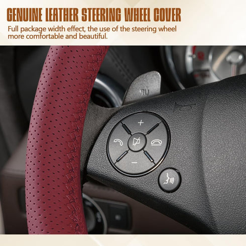 Leather Steering Wheel Cover Lace Up, Stitch On Wrap, Breathable Anti-Slip Car Steering Wheel Protector Universal Fit Max 15 Inch Car Wheels, DIY ...