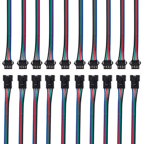 BTF-LIGHTING 10 Pairs 4pin SM JST 15cm Cable Female/Male connectors for Led Strip RGB 5050 3528 WS2801 APA02 WS2815 WS2813...