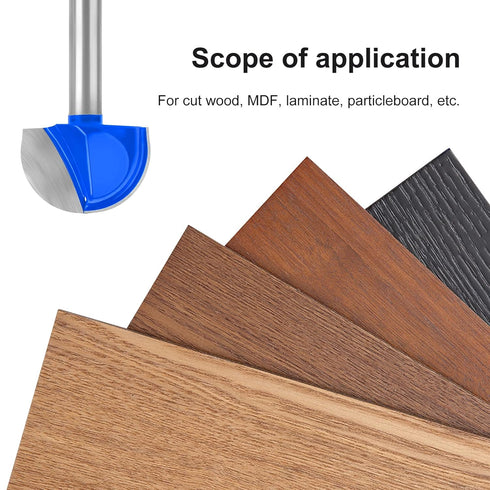 8Pcs Cove Box Cemented Carbide Router Bit for Woodworking, MDF and Plywood, 1/4" Shank Round Nose, 1/4" 5/16" 3/8" 1/2" 5/8" 3/4" 7/8" 1" Cutting ...