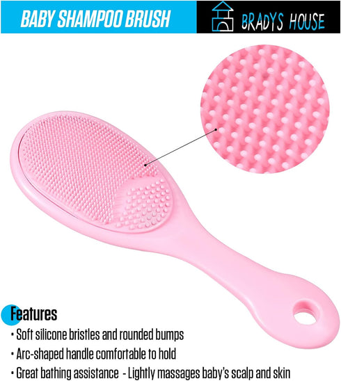 3 Piece Baby Hair Brush and Comb Set for Newborns and Toddlers (Pink)...