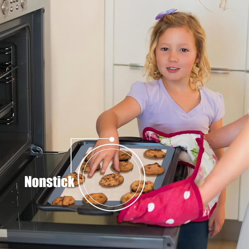 3-Pack Non-Stick Reusable Silicone Baking Mat - Perfect for Oven, Great for Baking Cookies, Macarons, Pizza - Food-Grade Kitchen Silicone Baking S...