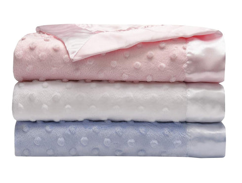 Baby Starters Textured Dot Blanket with Satin Trim, Pink 30" x 40"...