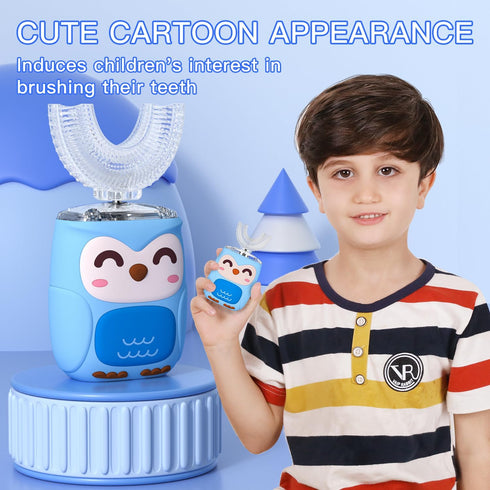 Kids Electric U Shaped Toothbrush, Toddler Toothbrush with 2 U-Shaped Brush Heads 2 Soft Replacements Automatic Toothbrush Rechargeable 6 Cleaning...