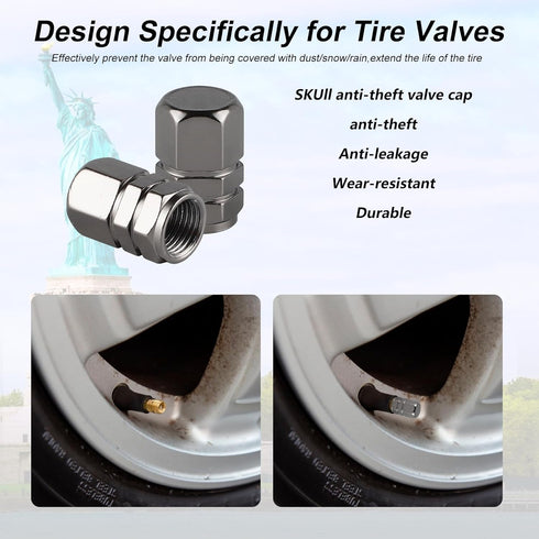 Aluminum Tire Stem Valve Caps Wheel Valve Covers Car Dustproof Tire Cap Cover Accessories, Universal for SUV, Car, Bike and Motorcycle, Hexagon Sh...