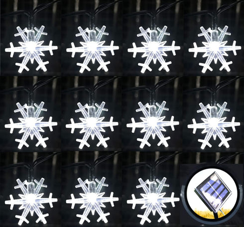 Solar Christmas String Lights Outdoor Waterproof 30 LED 20Feet Solar Snowflake Christmas Fairy Lights Decorations with 8 Lighting Modes for Garden...