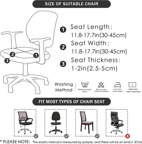 FORCHEER Black Office Chair Seat Cover Water-Resistant 18inch Stretch Jacquard Computer Chair Seat Cushion Slipcover 1 Piece Washable...