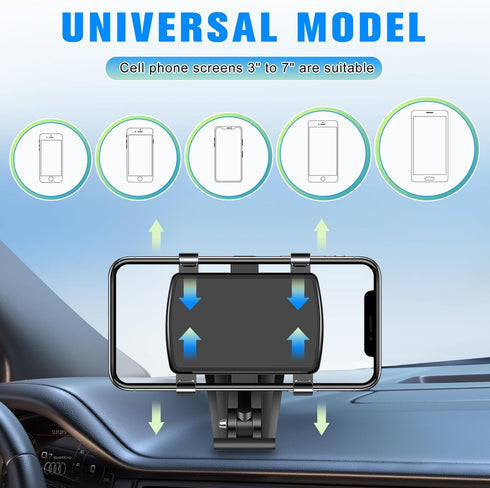Lifegiverwise Phone Holder,Multifunctional Car Dashboard Mobile Phone Holder,360 Rotatable Retractable Phone Holder,Universal Car Sun Visor and Re...