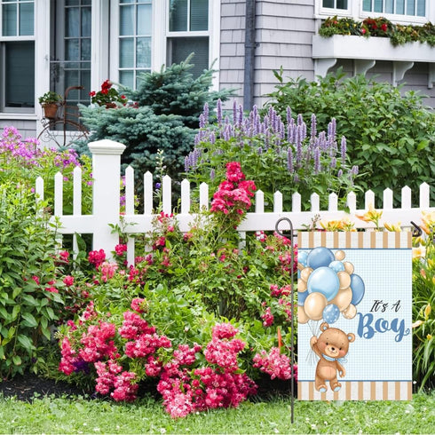 It's A Boy Garden Flag 12x18 Inch Double Sided Teddy Bear Balloons Baby Boy Garden Flag Baby Shower Birth Announcement Gender Reveal Newborn Baby ...