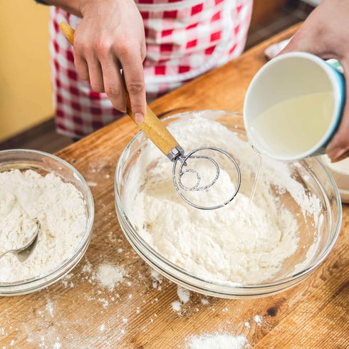 Danish Dough Whisk Bread Mixer?2 Pack Premium Stainless Steel Dutch Whisk With a Dough Scraper for Bread, Pastry or Pizza Dough - Perfect Baking...