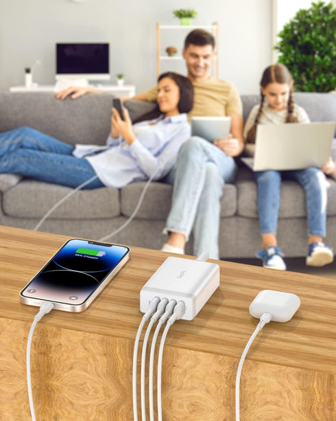 SooPii 40W USB Charging Station,4 Port USB Charger Station with One Port QC 3.0 for Multiple Devices,4 Mixed Charging Cables Included,Compatible w...