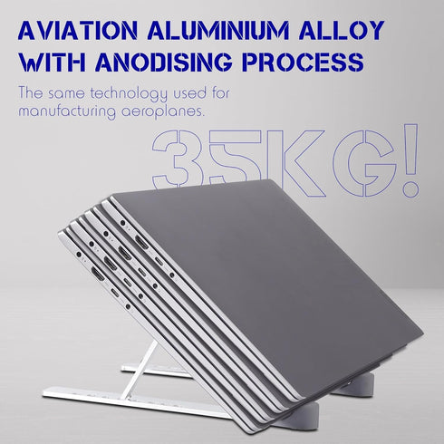 Laptop Stand for Desk Adjustable Laptop Riser with 8-Angle Adjustment Aluminium Alloy Laptop Holder Foldable Computer Stand for 10-16" Laptops(Sil...