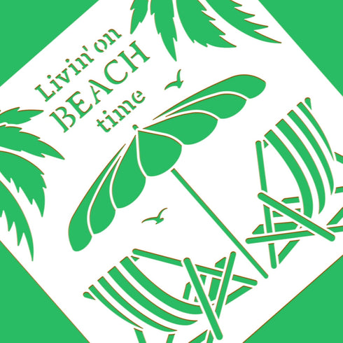 BENECREAT 12x12" Beach Vacation Painting Stencils, Coconut Tree Beach Umbrella Template Stencils for Wood Wall Painting and Scrapbooking...