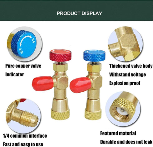 R410A Refrigerant Charging Valve 1/4'' - 5/16'' Copper Flow Control Valves,can Opener for Charging Hose...