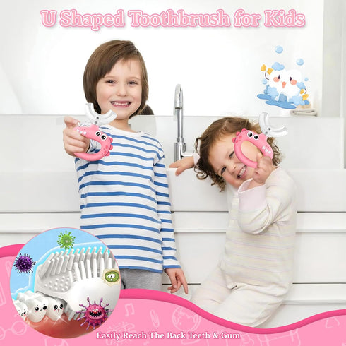Toddler Toothbrush - U Shaped Toothbrush Baby Kids with Food Grade Soft Silicone Brush, Manual Whole Mouth - 360° Oral Teeth Cleaning Design for A...