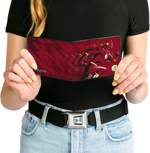 Buckle-Down Unisex-Adult's PU Bifold Wallet-The Flash Running Pose/Bolts Trails Reds, Multicolor, 4.0" x 3.5"...