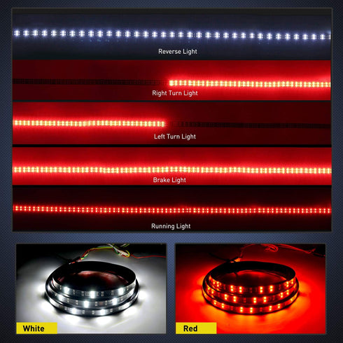 Nilight 60 Inch Truck Tailgate Light Bar Double Row LED Flexible Strip Red Running Brake Turn Signal White Reverse Back Up Lighting Modes for Pick...