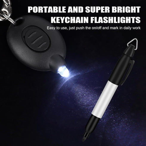 20Pcs Mini Flashlight Keychain Permanent Marker Keychain Mini Keychain Flashlights & Permanent Marking Pens LED Keychain Flashlight Mini LED Keych...